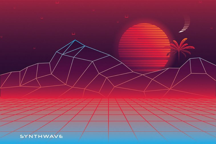 80s Synthwave background illustration