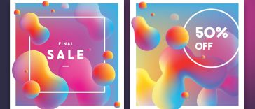 Vibrant color gradient templates with abstract liquid shapes