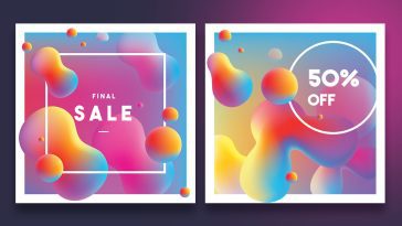 Vibrant color gradient templates with abstract liquid shapes