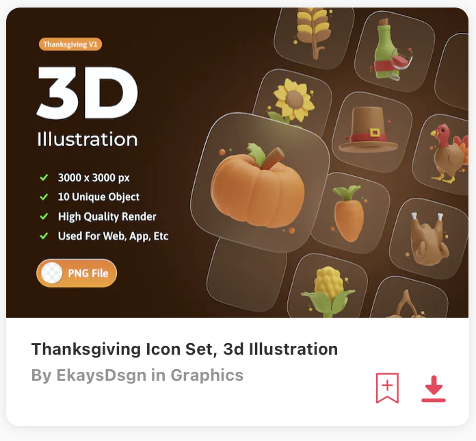 3d Thanksgiving Icons