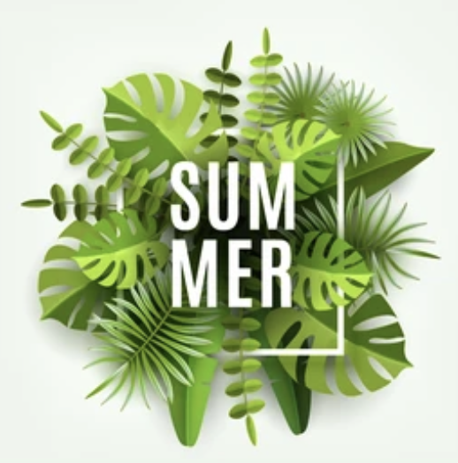 Paper Cut Out Illustration with Tropical Leaves