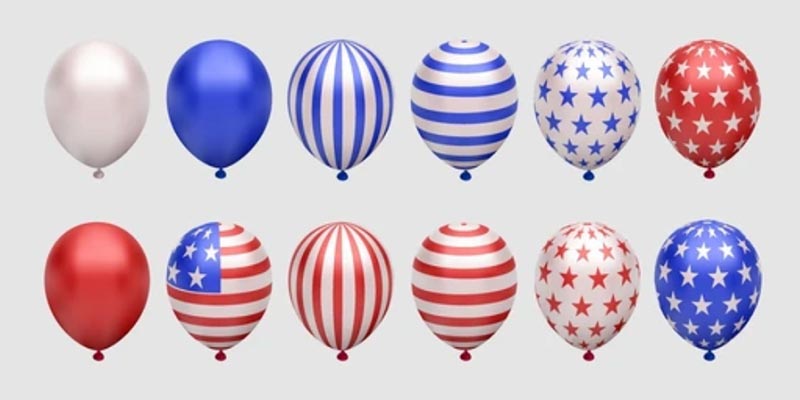 3d ballons with American flag pattern