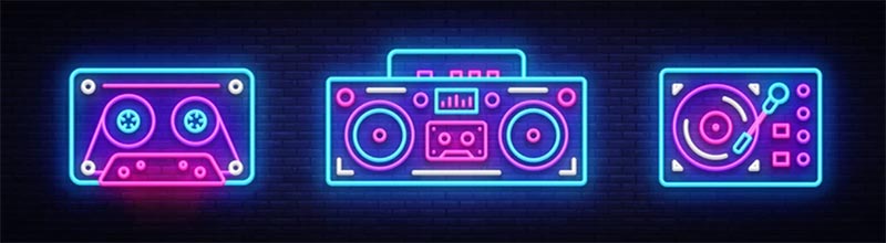 Neon Retro Music Icons