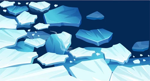 Glacier ice blocks