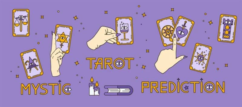 Illustration featuring Tarot Card Reading Symbols 