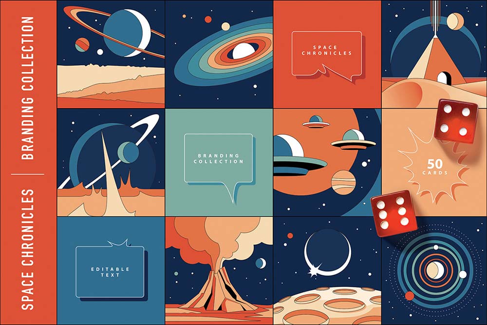 Retro Space Art Branding Collection- Space Chronicles