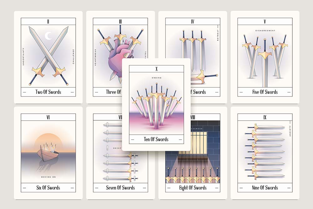 Minor Arcana Tarot Card Templates- Swords deck