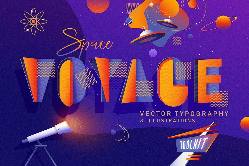 Atomic Age Font- Space Voyage Design Toolkit