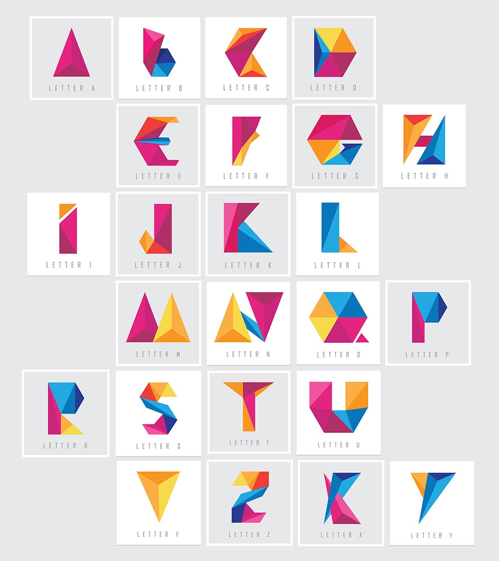Free Geometric Alphabet Letters